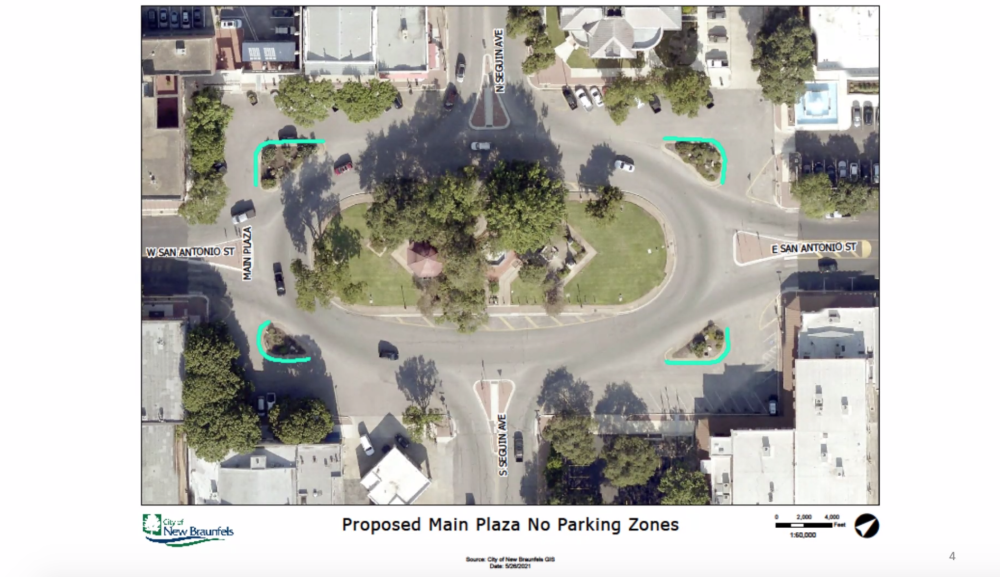 New Braunfels officials approved the first reading of an ordinance to restrict parking around Main Plaza. (Courtesy City of New Braunfels) 