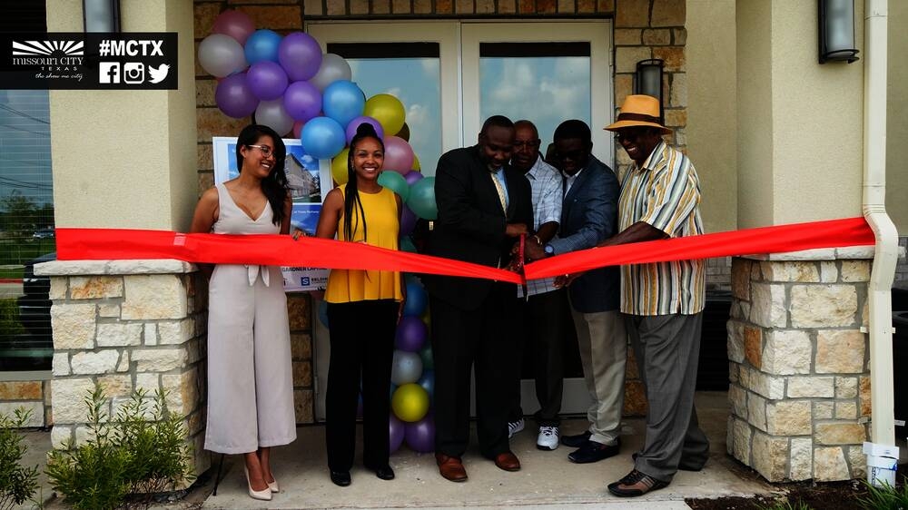Missouri City Council Member Jeffrey Boney (third from the left) and other community leaders attended the ribbon-cutting ceremony for the new senior living communities July 21. (Courtesy city of Missouri City)