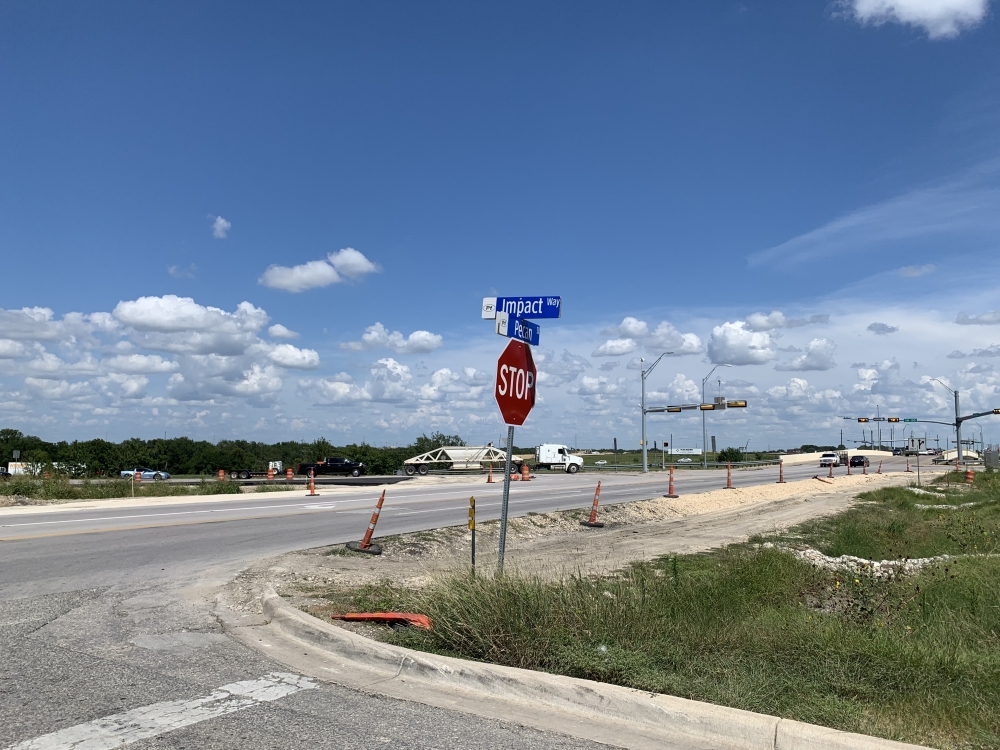 Road work at SH 130 and Pecan Street will result in the temporary closure of Impact Way starting Aug. 21. (Jamille Souza Madeira/Community Impact Newspaper)