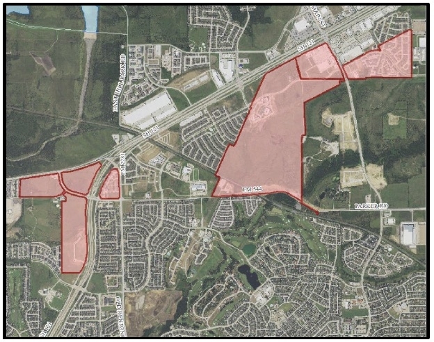 The shaded areas on the map are included in Tax Increment Reinvestment Zone No. 3 in Castle Hills. (Courtesy city of Lewisville)