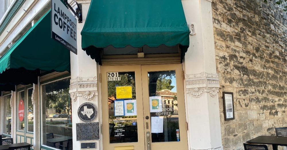 Lamppost Coffee's downtown Round Rock location at 201 E. Main St., Ste. 101, has been temporarily closed by the Williamson County and Cities Health District Division of Environmental Health since Aug. 20. (Brooke Sjoberg/Community Impact Newspaper)
