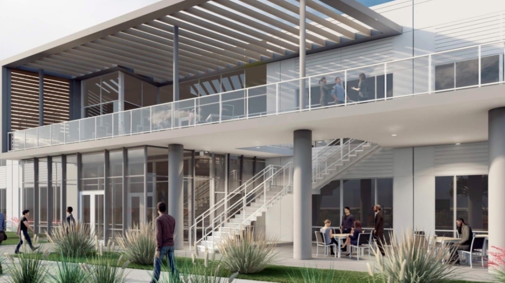 A company rendering of the proposed office space located at 8400 Belleview Drive in Plano. (Courtesy Primera Companies, Inc.) 