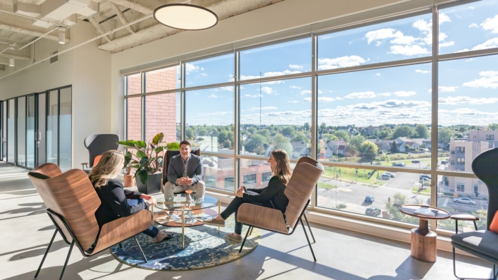 All Serendipity Labs feature natural light with areas for teams to meet that meet health requirements. Pictured is Serendipity Labs Madison/Middleton, Wisconsin. The Serendipity Labs at McKinney–Craig Ranch will meet these same brand standards. (Courtesy Serendipity Labs)