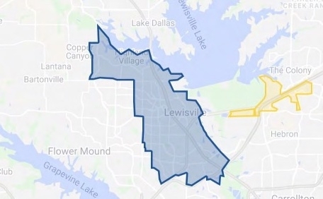This map shows the areas of Highland Village and Lewisville where GoZone service is currently available. (Courtesy Denton County Transportation Authority)