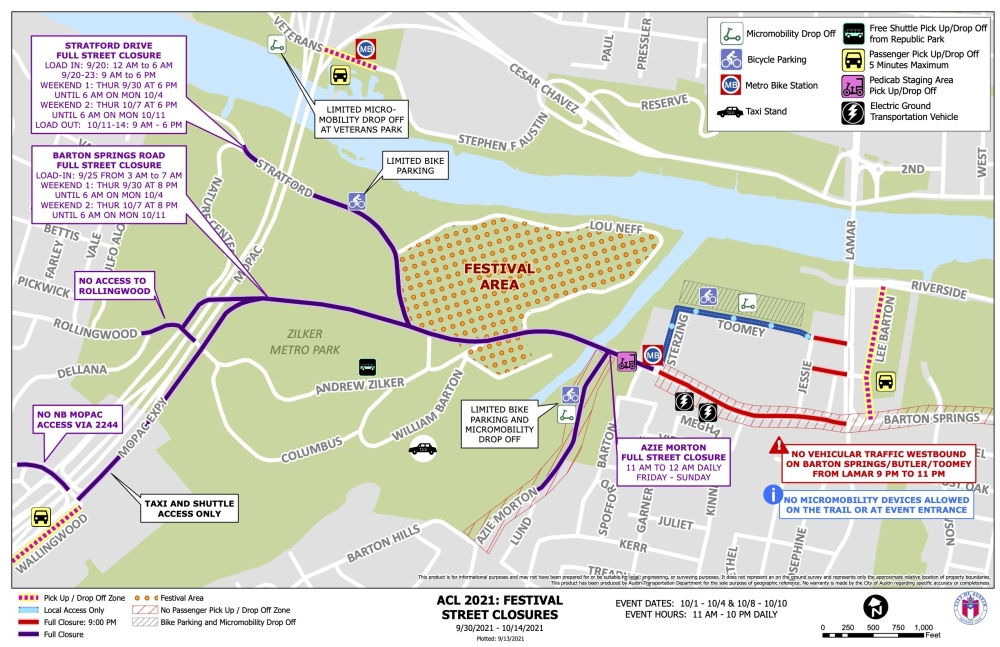 The city will offer several transportation options to the festival, including shuttles, rideshare and bike stations. (Courtesy Austin Transportation Department)