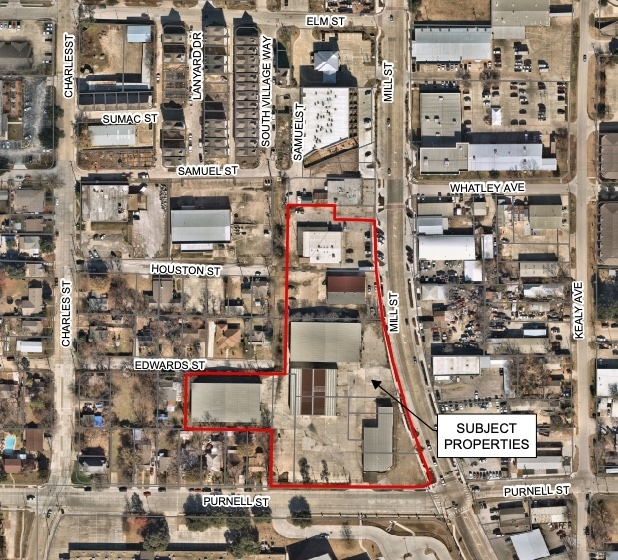 This area marks the location of a new four-story, multifamily urban residential development that is coming to the corner of Purnell and Mill streets in Old Town Lewisville. (Courtesy city of Lewisville)