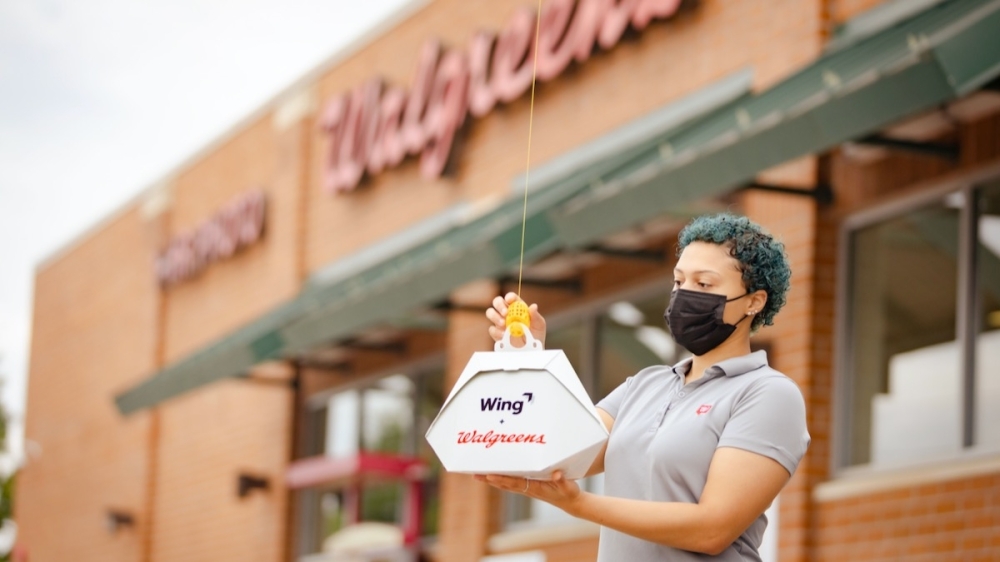 Drone-based delivery company Wing, a subsidiary of Alphabet, announced on Oct. 20 a partnership with Walgreens to bring the unconventional delivery model to densely populated metropolitan areas in the country. (Courtesy Wing)