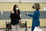 Sade Fashokun was sworn in as a Leander ISD trustee Oct. 21. (Courtesy Leander ISD)