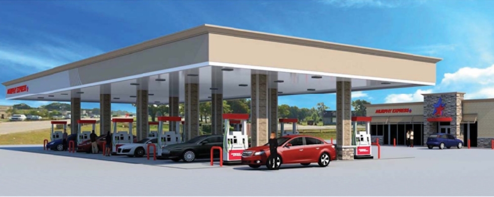 rendering of gas station