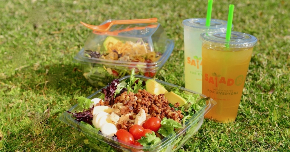 Food on the grass.