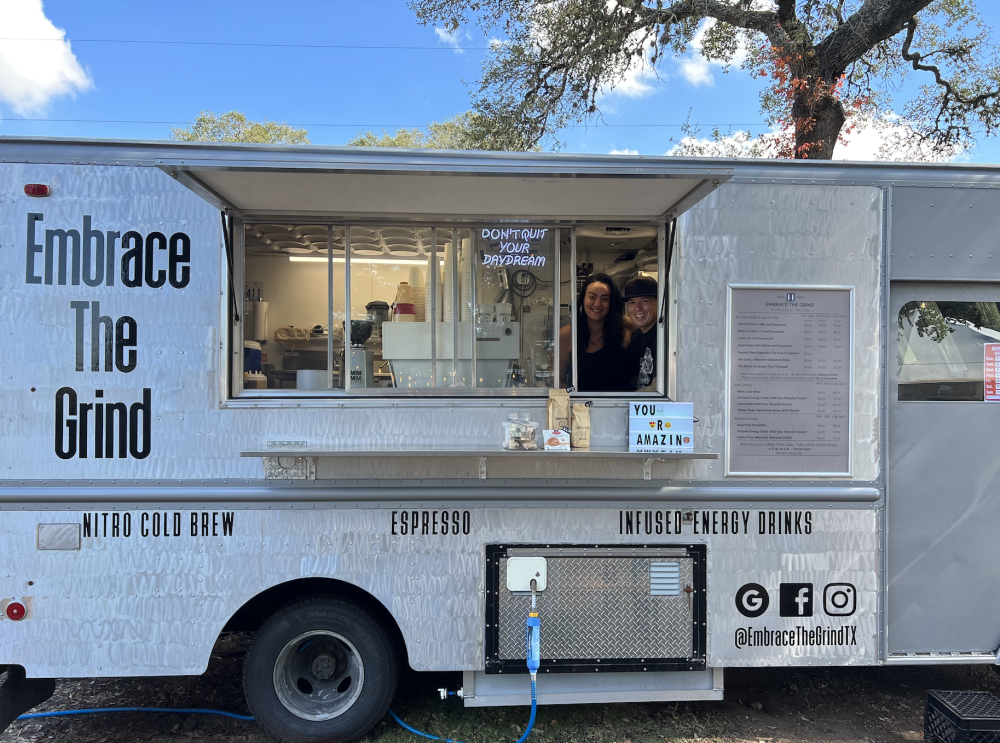 A new espresso truck, Embrace The Grind, is now open next to Willie's Joint in Buda. (Zara Flores/Community Impact Newspaper)