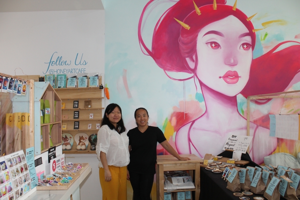 Lulu Fang (left) and Amy Lin opened Honey Art Cafe in December 2016. (Sierra Rozen/Community Impact Newspaper)