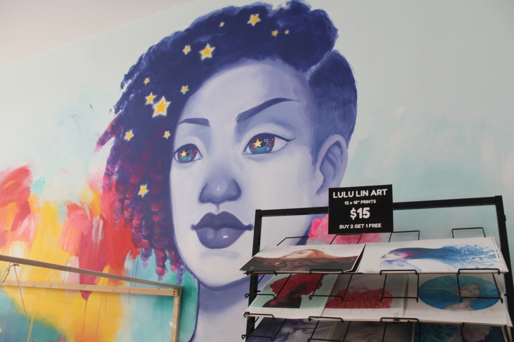 All of the murals in the shop were painted by Fang and Lin. (Sierra Rozen/Community Impact Newspaper)