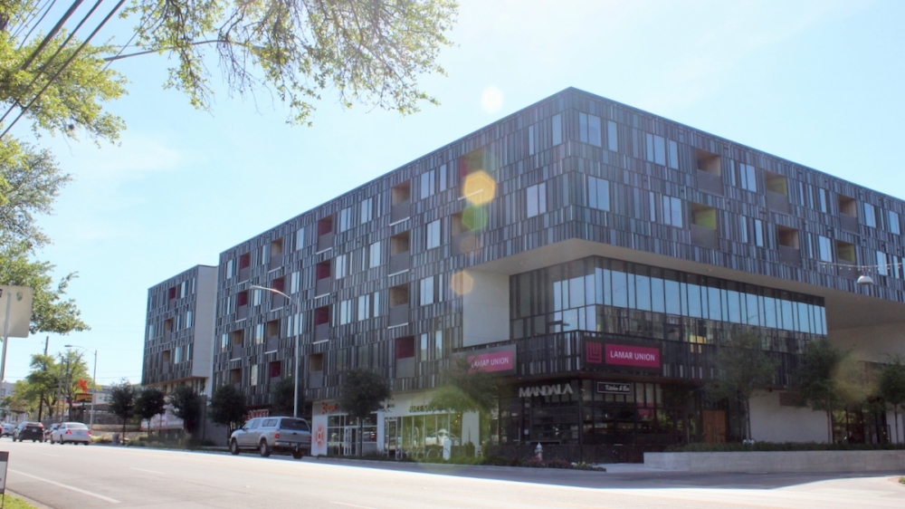The mixed-use Lamar Union development is located along South Lamar Boulevard, a core city transit corridor. (Community Impact Newspaper staff)