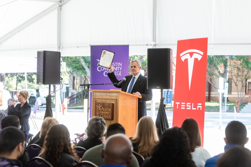 Austin Community College district and Tesla hosted a ribbon-cutting at the new START Manufacturing training facilities at ACC Riverside Campus. (Courtesy Austin Community College)