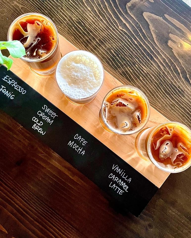 Patrons at Medina River Coffee may order a coffee flight and enjoy four kinds of beverages. (Courtesy Medina River Coffee)