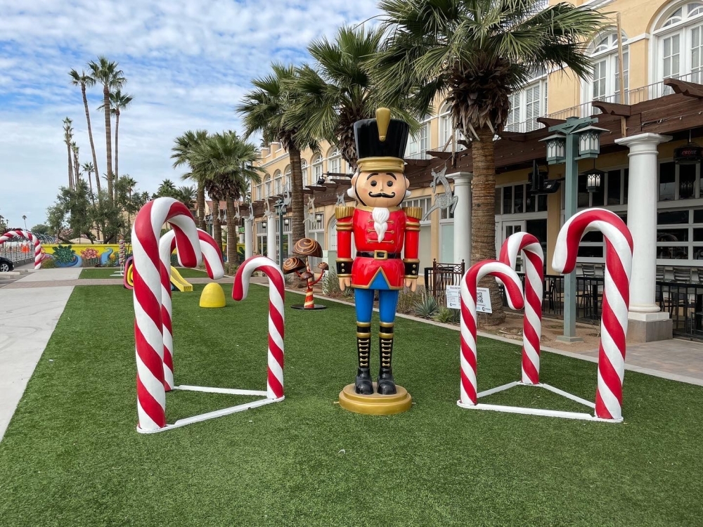 Sugarland, an interactive display of holiday decorations presented by the Downtown Chandler Community Partnership, is open to visitors through Jan. 2. (Courtesy Downtown Chandler Community Partnership)