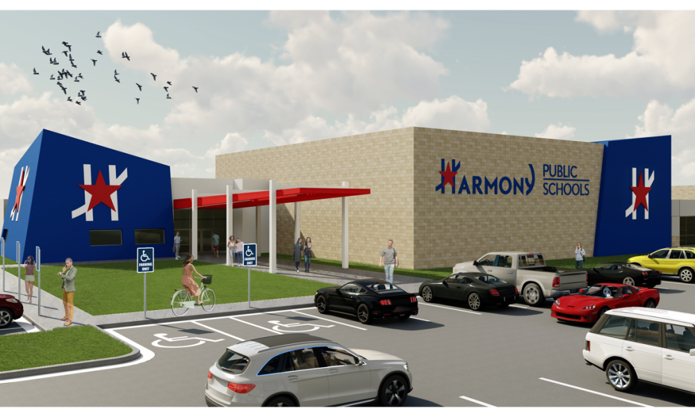 The new high school is expected to open for the 2022-23 school year. (Rendering courtesy Harmony Public Schools)