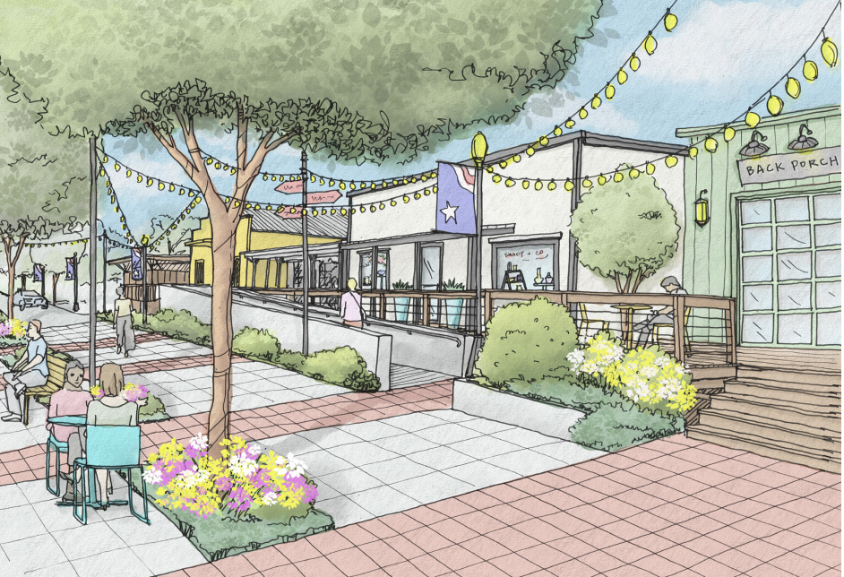 One suggest improvement in the plan includes adding outdoor dining and shaded seating in downtown Montgomery. (Screenshot courtesy city of Montgomery)