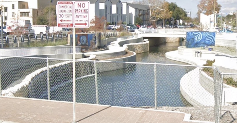 A view of part of San Pedro Creek from West Houston Street. Bexar County, the city of San Antonio and the San Antonio River Authority are working together to restore and enhance the creek as a public park with sidewalks, small gathering spaces, flood control and public art. (Courtesy Google Streets)