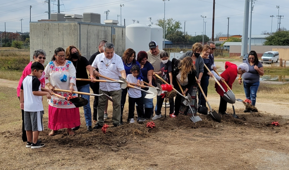 City officials and community members gathered near Austin Energy's Holly substation to mark the upcoming completion of the hike and bike trail around Lady Bird Lake. (Courtesy Austin Parks and Recreation Department)
