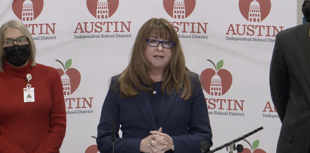 Austin ISD Superintendent Stephanie Elizalde held a press conference to discuss salary increases and the budget shortfall. (Courtesy AISD)