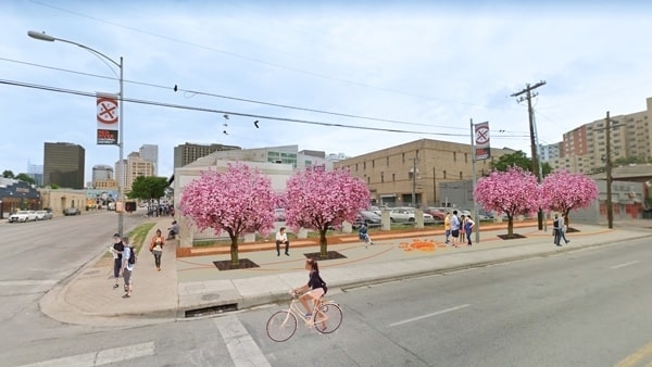 A new plaza at Seventh and Red River streets is proposed as part of the cultural district streetscape improvements. (Courtesy city of Austin)