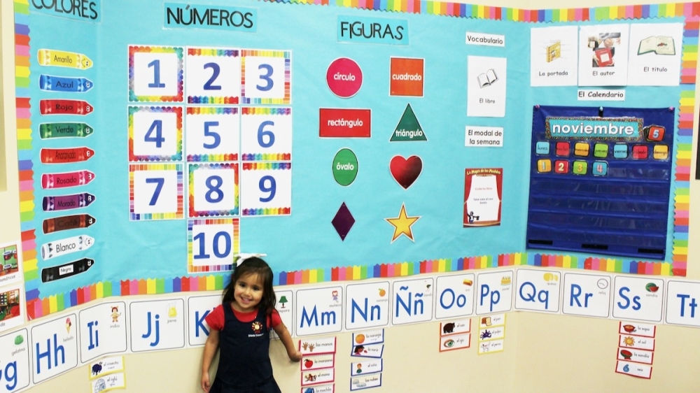 Spanish words are integrated throughout the classrooms at Spanish Schoolhouse. (Karen Chaney/Community Impact Newspaper)