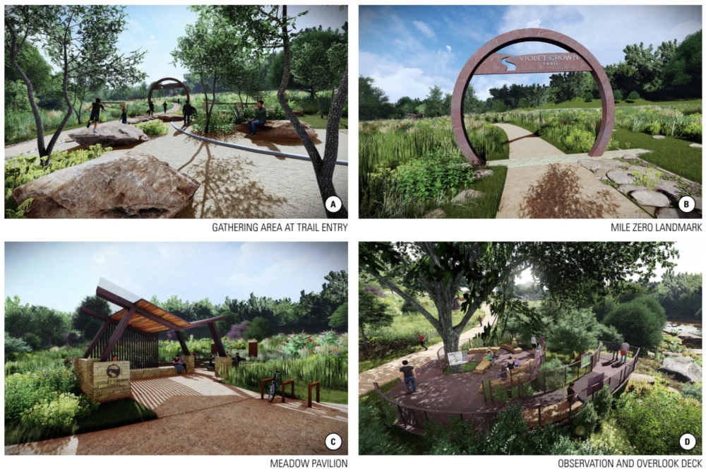 The proposed project would add several features at the Violet Crown Trail's starting point in Zilker Metropolitan Park. (Courtesy city of Austin)