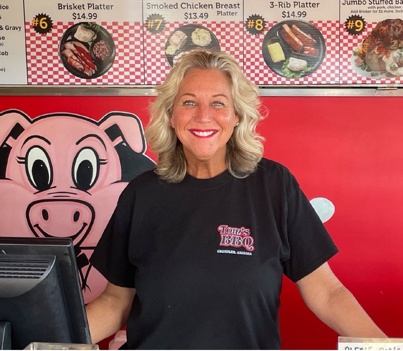 Brenda Ryan, owner of Chandler's Tom's BBQ. (Alexa D'Angelo/Community Impact Newspaper)
