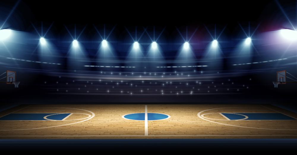 basketball court under lights