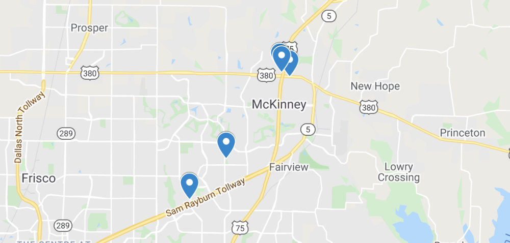 Google Maps screenshot of the McKinney area
