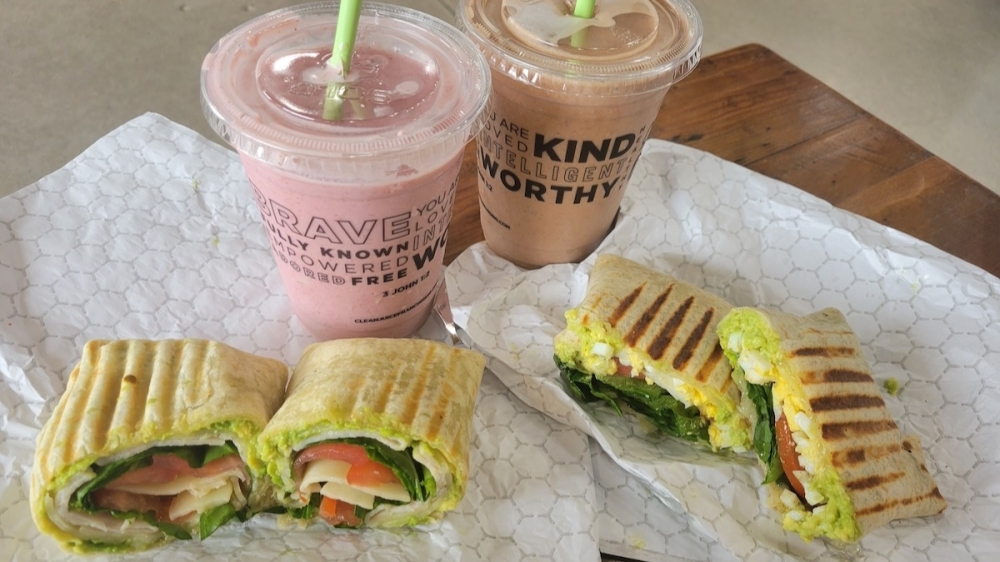 The juice bar franchise offers wraps, such as the Cali and Buffalo Chicken wraps, with smoothies. (Courtesy LaTricia Blank)