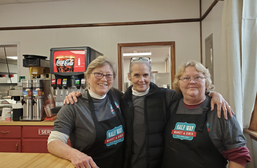 From left: Nellie King, co-owner Kellye King and Faye Martin work at the Halfway Market and Diner at 1419 W. Main St. in Franklin. The restaurant, which closed in 2019, reopened Jan. 10 in a new location. (Courtesy Halfway Market and Diner)