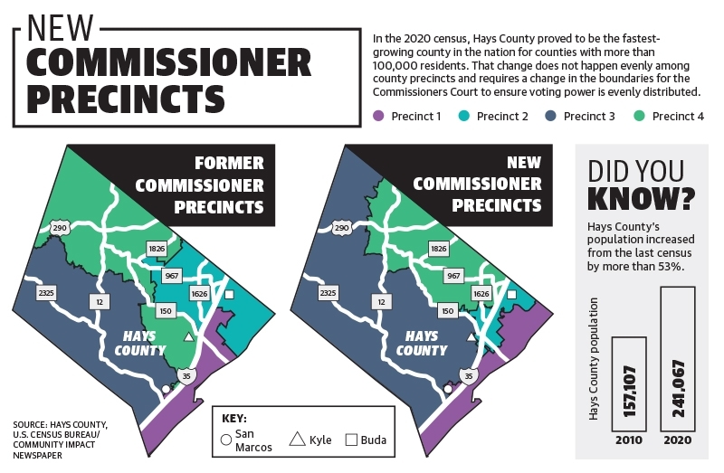 The final boundaries for the new Hays County Commissioner precincts passed on Nov. 9. 