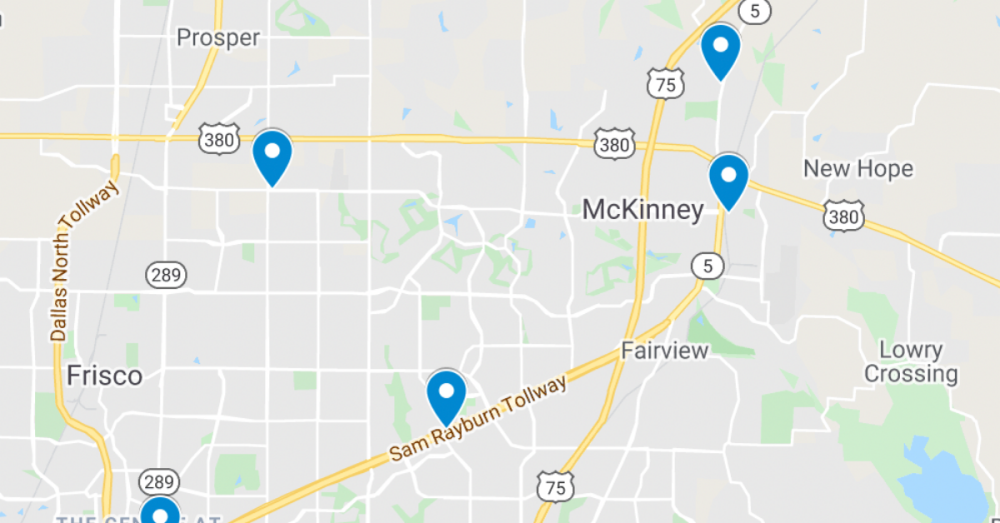 Google Maps screenshot of McKinney area.