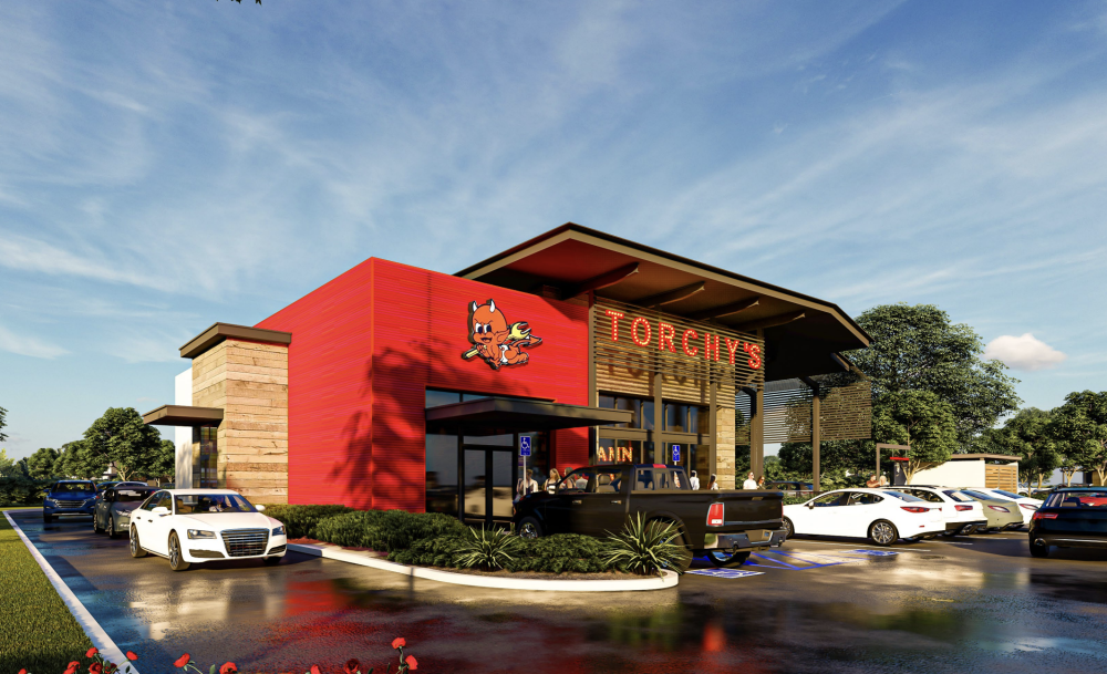 The 4,000-square-foot Torchy's Tacos will also feature a drive-thru. (Courtesy Cuaso Design Studio)