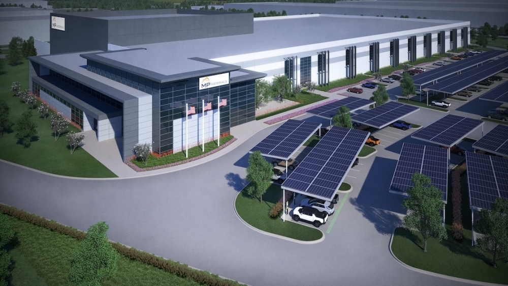 MP Materials' 200,000-square-foot manufacturing plant will be built at 13840 Independence Parkway in Fort Worth. (Rendering courtesy MP Materials Corp.)