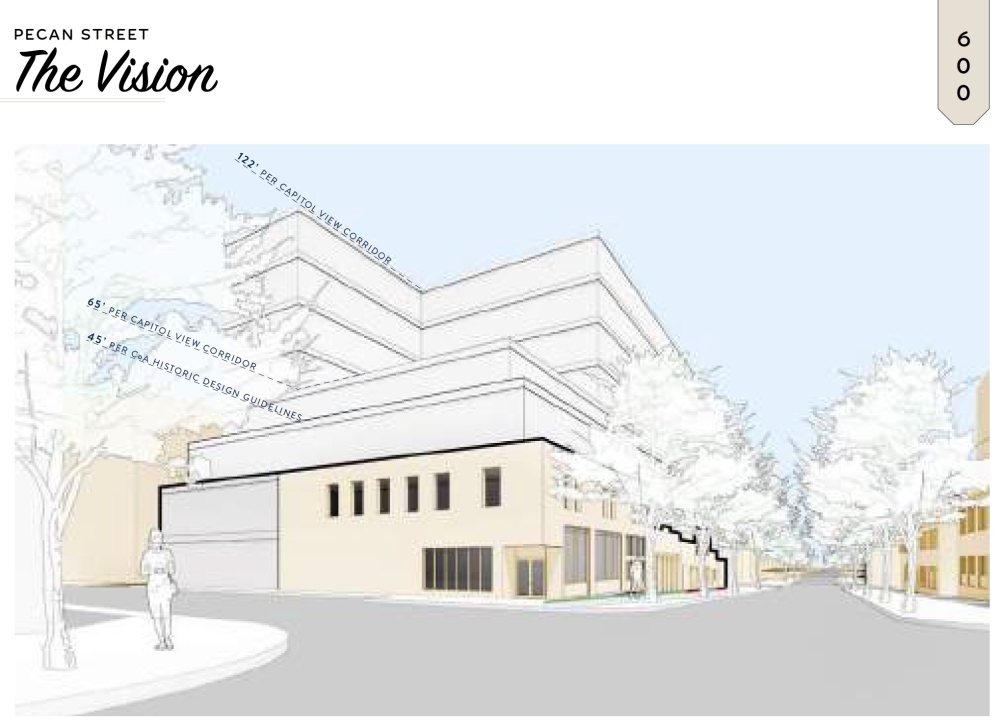 Initial renderings from Stream Realty Partners detail possible additions to buildings along East Sixth Street. (Courtesy city of Austin)