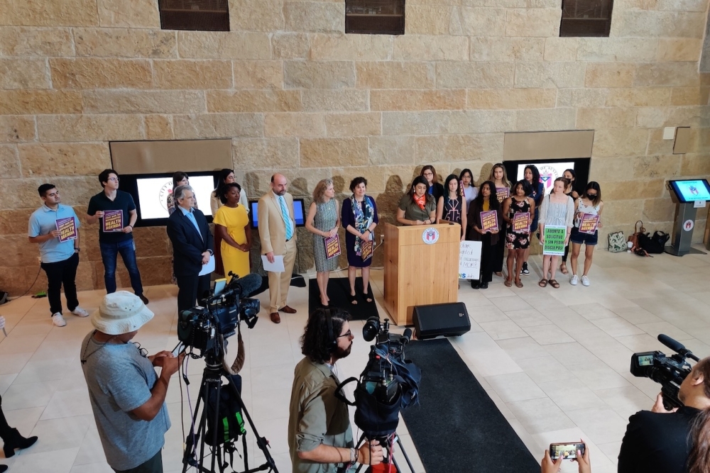 Council members spoke to District 2 Council Member Vanessa Fuentes' 'Fight Back for Reproductive Health Agenda' May 19. (Ben Thompson/Community Impact Newspaper)