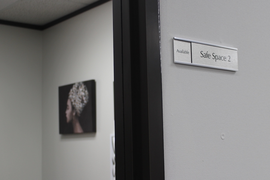 Exam rooms at the on-site wellness clinic are labeled 'safe spaces.' (Danica Lloyd/Community Impact)