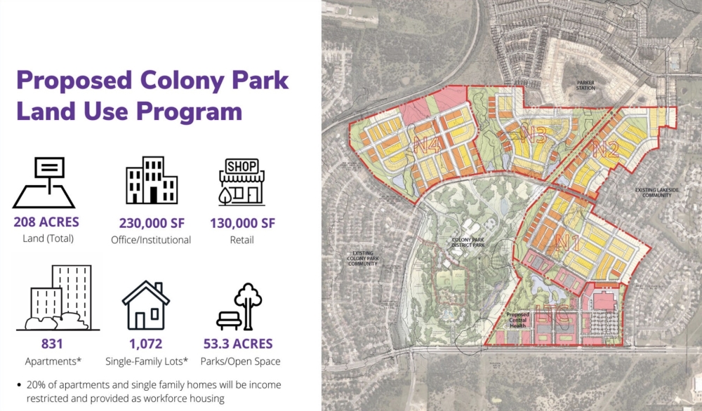 The mixed-use Colony Park Sustainable Community will be developed in several phases. (Screenshot via City of Austin)
