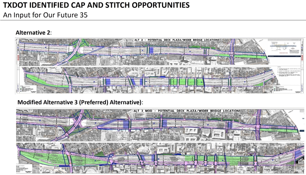 TxDOT's new I-35 designs include some cap-and-stitch considerations. (Courtesy city of Austin)