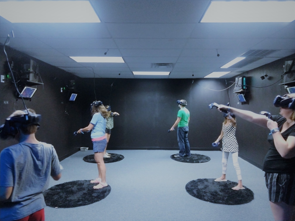 Multiple players can work together to play through a single game at Virtropolis VR. (Courtesy Virtropolis VR)