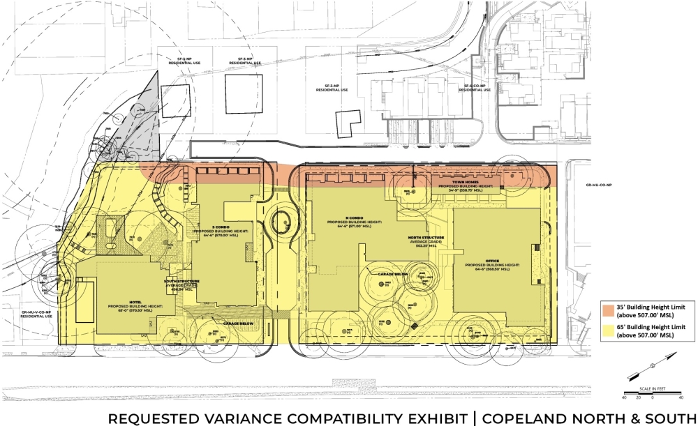 Buildings at Copeland will stretch as high as 74 feet above South First Street. (Courtesy city of Austin)