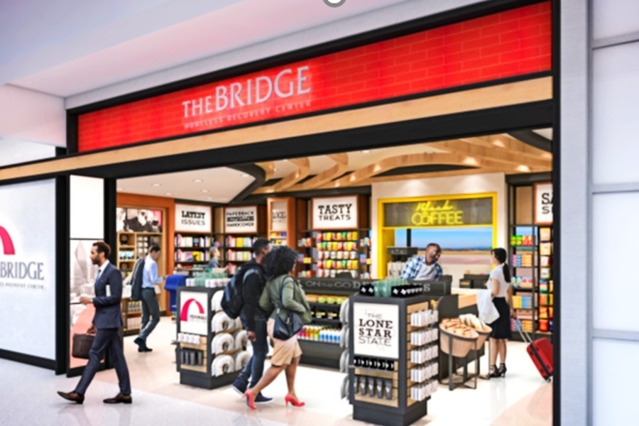 The Bridge Travel Essentials will offer a variety of products for pre-flight snacks and drinks and proceeds will go to two organizations that help homelessness in the Dallas-Fort Worth area. (Courtesy DFW Airport)
