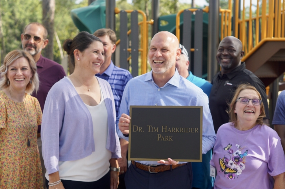 The Woodlands Hills first opened in 2018 and celebrated the opening of its seventh park in honor of outgoing Willis ISD Superintendent Tim Harkrider on July 6. (Cassandra Jenkins/Community Impact)