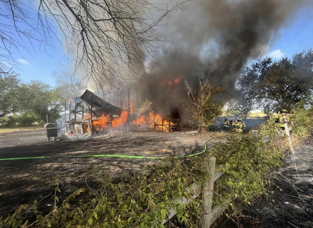 A burning house in Guadalupe County.