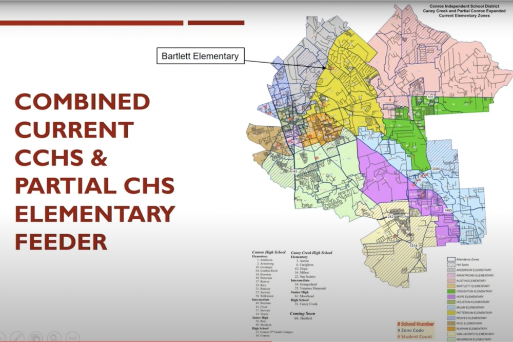 Bartlett Elementary Attendance Zones. (Courtesy Conroe ISD)