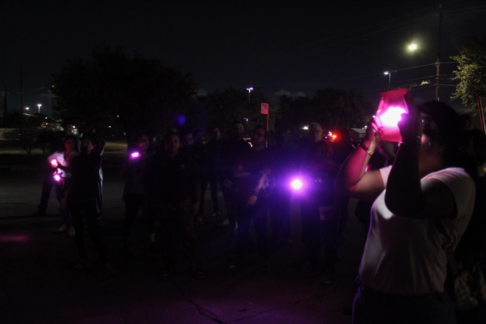 Gulfton resident, mother and community advocate Noelia Fadic participated in the lighting exercise that Precinct 4 officials used to demonstrate how lighting affects people's moods.(Melissa Enaje/Community Impact)